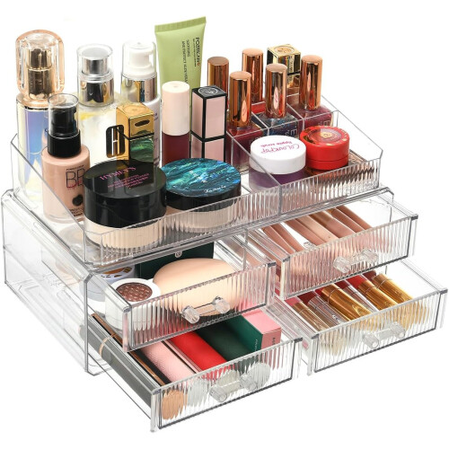 Acrylic Storage Drawers with Stackable Clear Design for Makeup and Bathroom Vanity Organizer 1