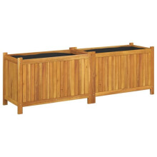 Jardinière - HELLOSHOP26 - 153x38,5x50 cm - Acacia massif - Doublure non-tissée - Surélevée percée