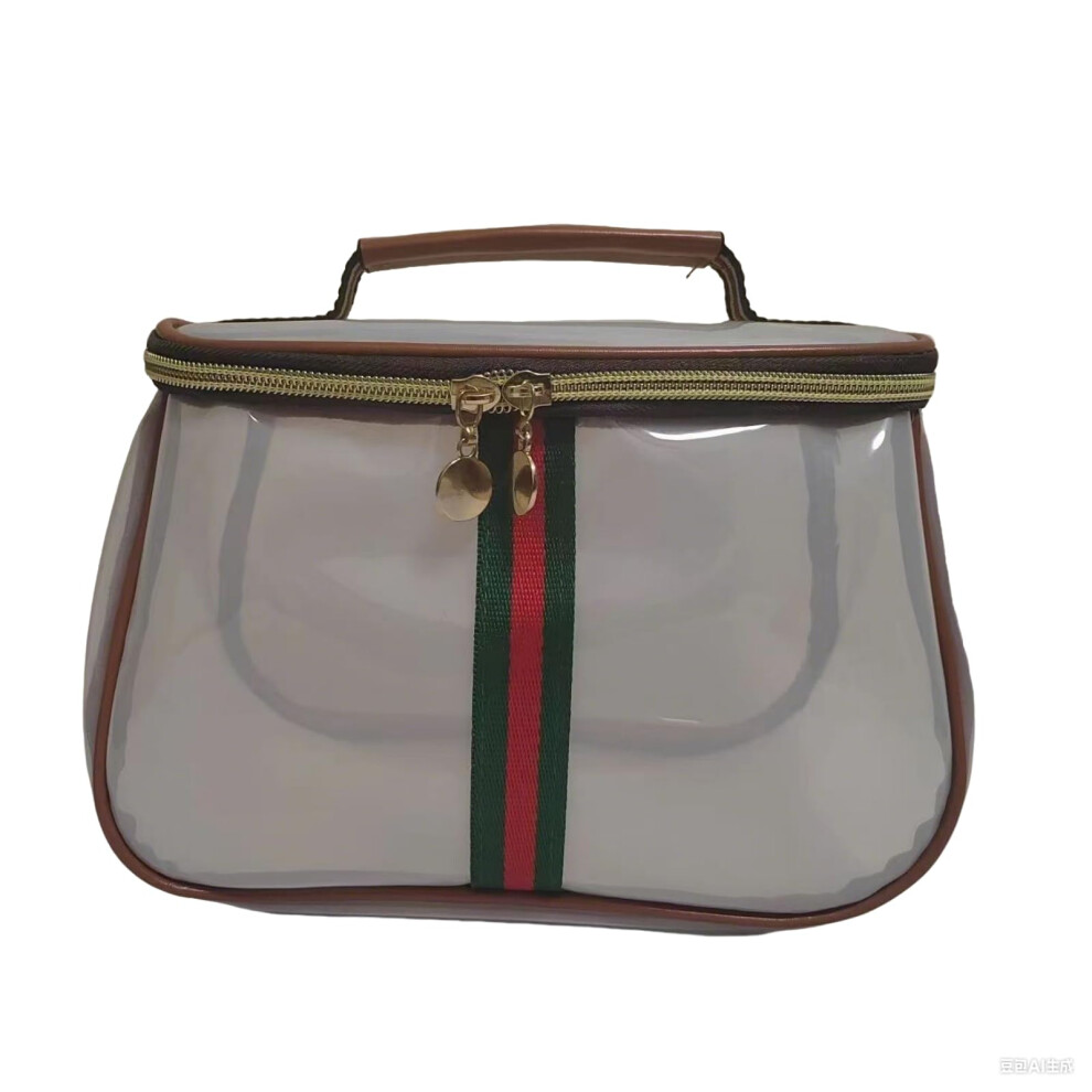 Vintage Transparent Makeup Organizer Bag, Large Capacity Waterproof Travel Cosmetic Toiletry Case