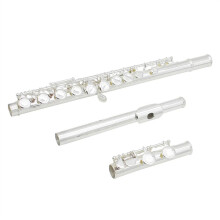 Silver Plated C Key Flute 16 Holes with Handbag, Enhanced Tone Response and Precise Key Action