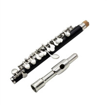 C Key Piccolo Flute Bakelite Black Silver Keys with Durable Body, Responsive Action and Case