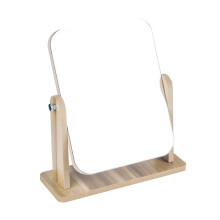 Wooden Frame Makeup Mirror with Rotatable Vanity Design for Clear Tabletop Reflection