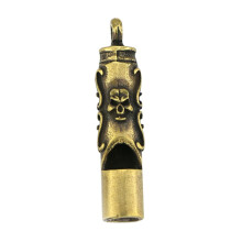 Vintage Brass Skull Whistle Keychain Pendant with Clear Loud Sound for Outdoor Survival Sports