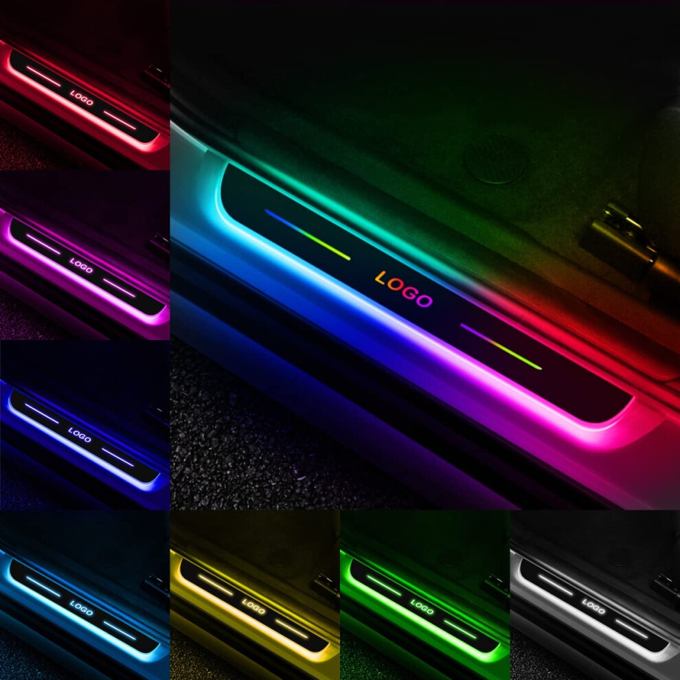 Led Car Door Sill Lights With Custom Rgb Wireless Welcome Lights, Waterproof Usb Rechargeable, 2Pcs Front 9053599056799