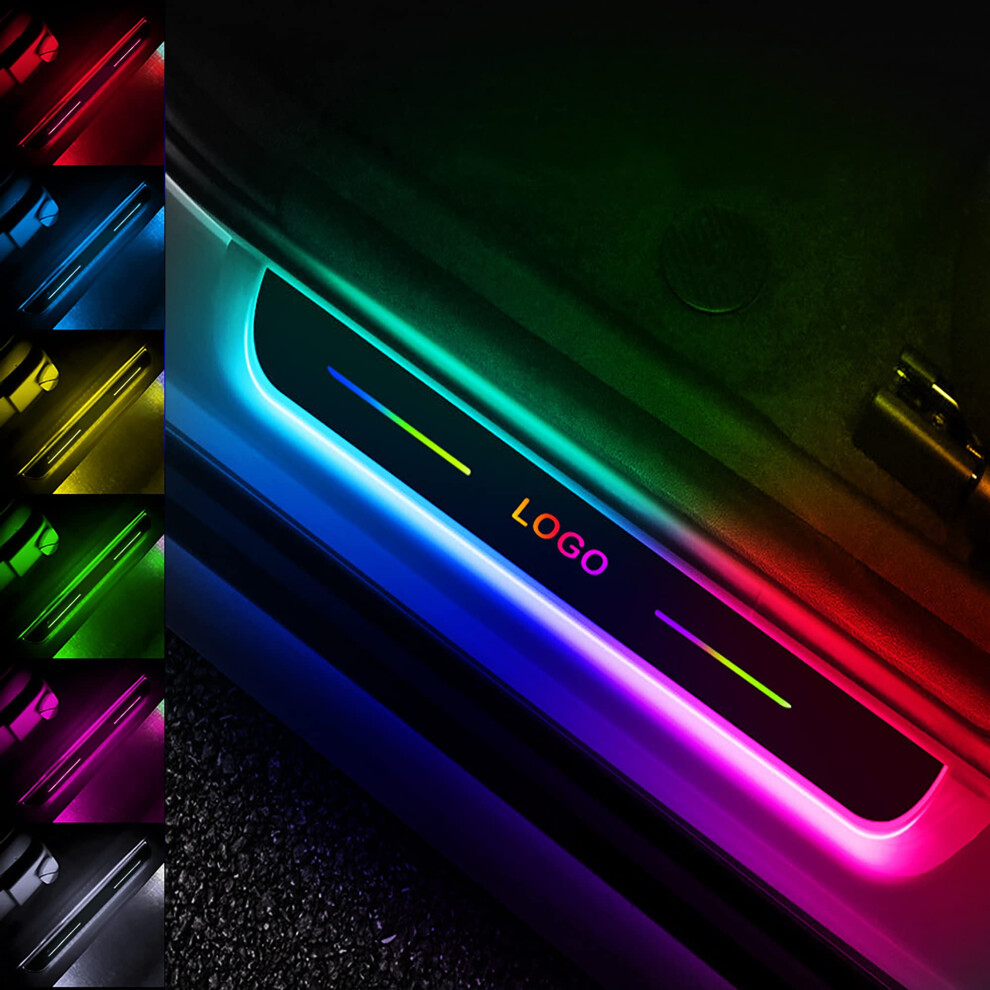 Led Car Door Sill Lights Set 4Pcs With Magnetic Install, Ip67 Waterproof Rgb 9455672721806