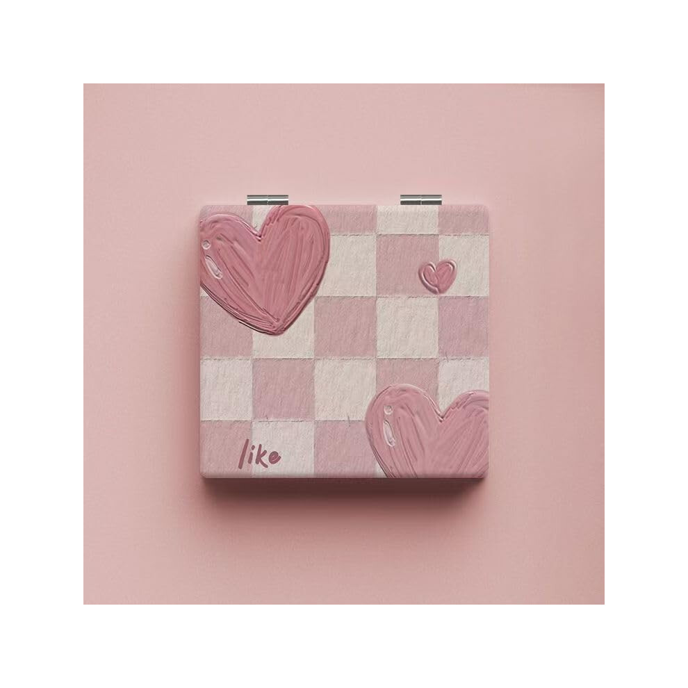 Pink Compact Mirror Dual Magnification Foldable Travel Makeup Pocket Mirror For Purse 2.8In
