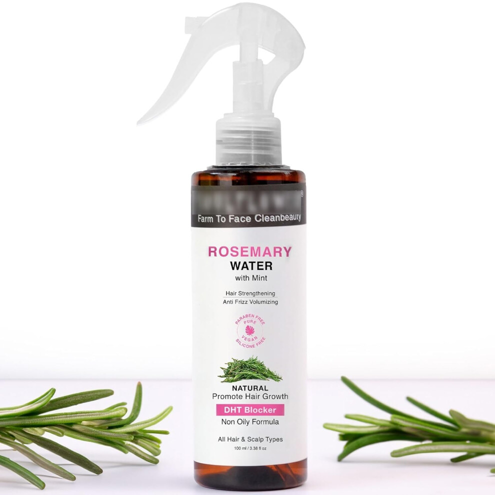 Rosemary Hair Growth Spray with Peppermint for Scalp Health, Frizz Control and Shine, 100ml