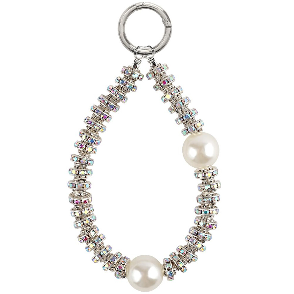 Rhinestone Pearl Phone Charm Keychain Wristlet With Crystal Beads For Women Bags And Cellphones 9113335677272