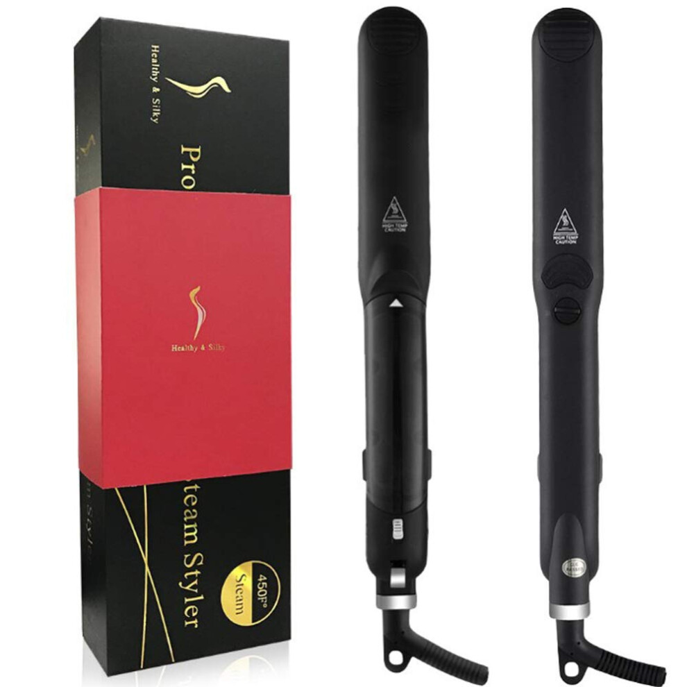 Steam Hair Straightener with Steam Spray, Ceramic Tourmaline, Wet and Dry, Dual Voltage, 6 Heat Settings