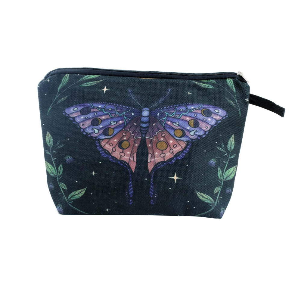 Purple Butterfly Cosmetic Bag With Zipper Makeup Pouch For Women Travel And Spacious Interior