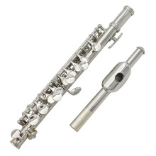 Silver Plated Cupronickel Piccolo Flute 16 Hole C Key with Case, Bright Sound, Ergonomic Keys