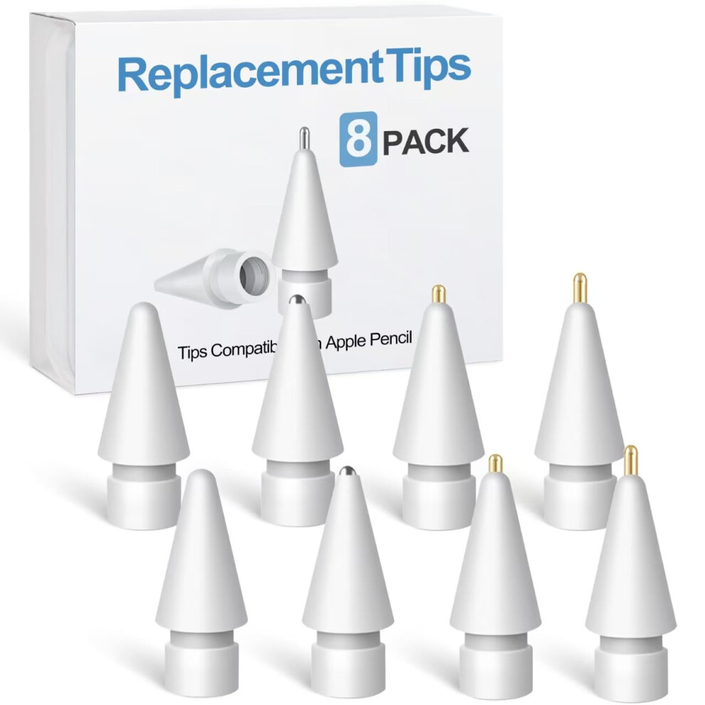 Tips 8 Pack For Apple Pencil 1St 2Nd Gen Usbc Pro, Mixed Nibs With Enhanced Touch Sensitivity 9070919891397