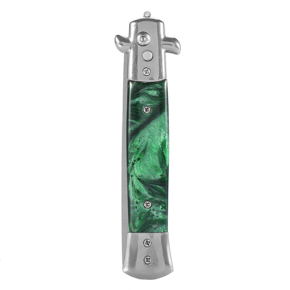 Stainless Steel Switchblade Hair Comb with Foldable Wide Tooth Design for Styling â Green