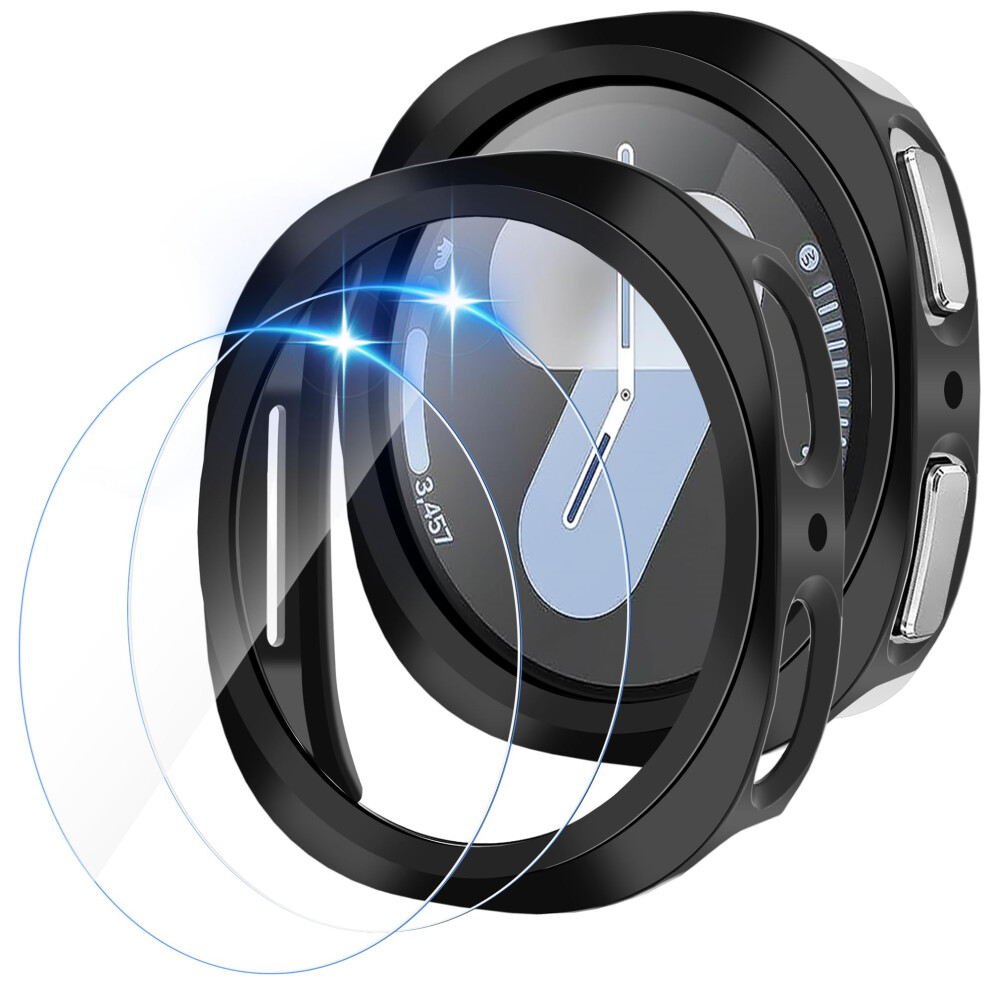 2 Pack Case With Tempered Glass Screen Protector For Samsung Galaxy Watch 8 44Mm, Allround Protection, Scratchresistant Hd Touch 9113335678385