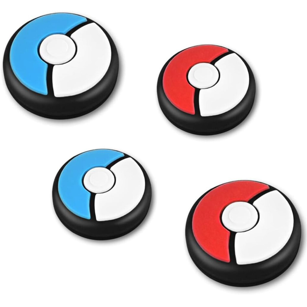 4Pcs Kawaii Thumb Grips For Switch Joycon, And Silicone Joystick Caps, Enhanced Gaming Precision Red/Blue 9070919891823