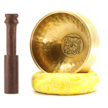 8cm Hand Hammered Tibetan Singing Bowl Set with Wooden Mallet and Mat for Meditation and Yoga