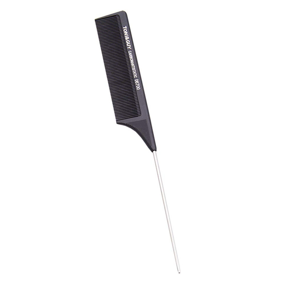 Unisex Black Professional Anti Static Rat Tail Hairdressing Comb With Precision Metal Tail For Accurate Sectioning
