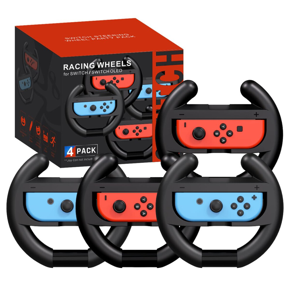 Steering Wheel 4 Pack Compatible With Nintendo Switch For Mario Kart 8 Deluxe, Ergonomic Racing Wheels For Nintendo Joycon Gaming 9070919892240