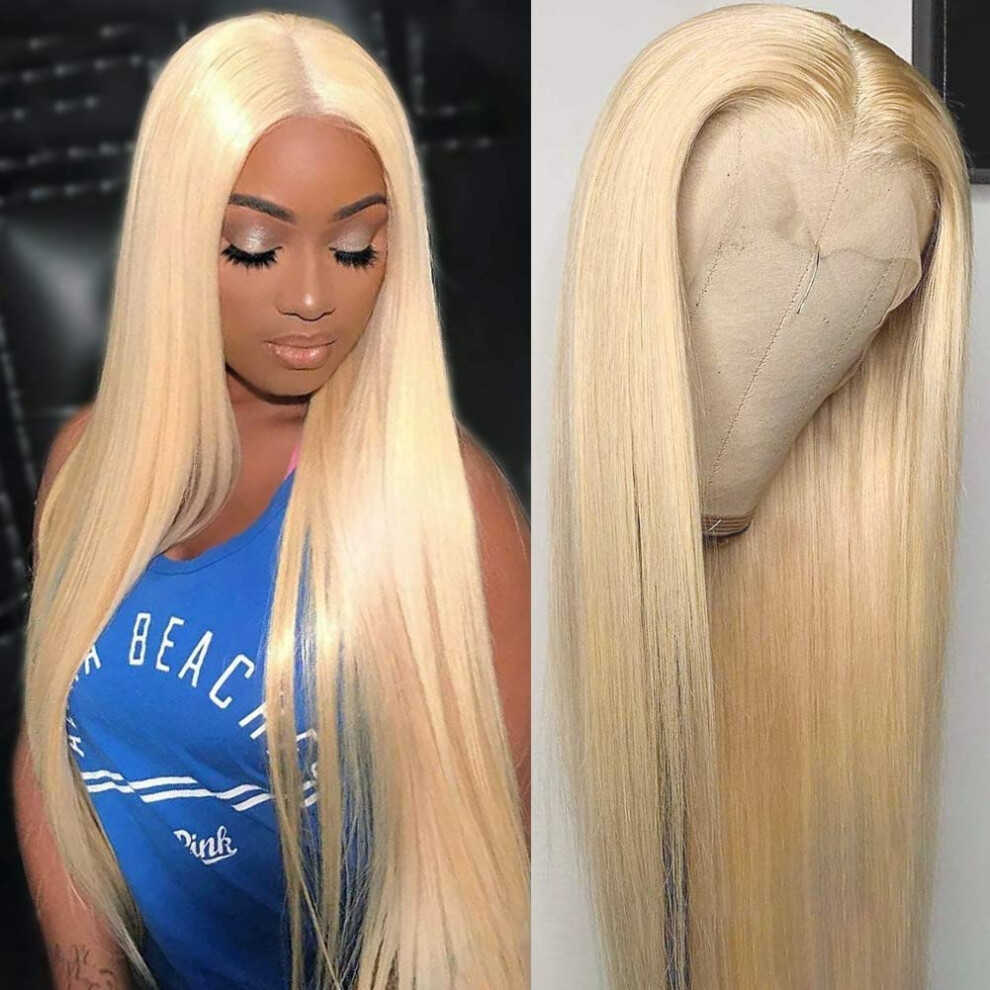 613 Blonde Lace Front Wig Human Hair 20 Inch Straight PrePlucked with Baby Hair Natural Hairline