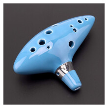 12 Hole Ceramic Ocarina Alto C Style Flute Instrument Sky Blue with Clear Stable Tone