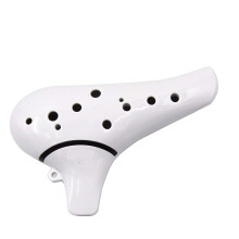 12 Hole Alto C Ceramic Ocarina Flute White with Music Score for Beginner Practice