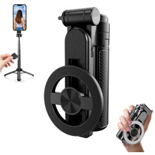 Magnetic Selfie Stick Tripod with 360 Rotation, Bluetooth Remote and Foldable Design for iPhone Android