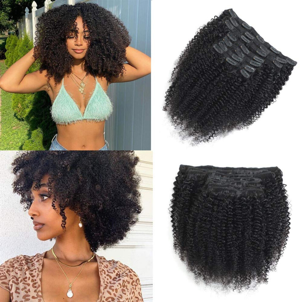 Afro Kinky Curly Clip In Hair Extensions Human Hair 14 Inch for Black Women 3C 4A Brazilian Virgin