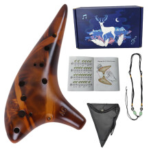 12 Hole Alto C Ocarina for Beginners, Handmade StrawFired Ceramic with Song Book, Yellow