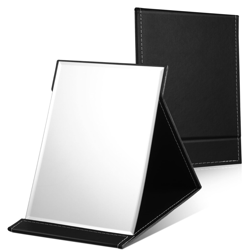 Folding Makeup Mirror with Stable Stand and Adjustable Viewing Angles for Home and Travel