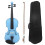 Handcrafted 4/4 Solid Wood Violin Set Light Blue with Case and Bow, Professional Beginner Instrument 4