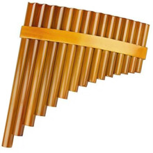 15 Pipe G Key Pan Flute Handmade Wooden Brown Instrument with Accurate Tuning and Storage Bag