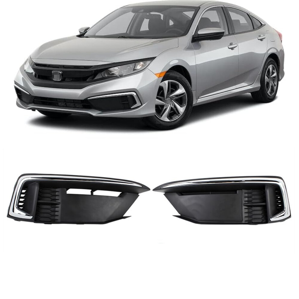 Light Fog Cover Front Bumper Bezel Set For Honda Civic 20192021 Coupe Sedan Driver Passenger