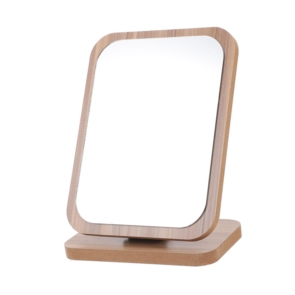 Desktop Makeup Mirror with Stable Wooden Base, Folding Vanity Mirror for Dorm Room and Travel