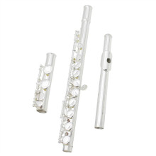 Silver Plated C Flute 16 Closed Hole Beginner Student Instrument White Copper Body Bright Rich Sound