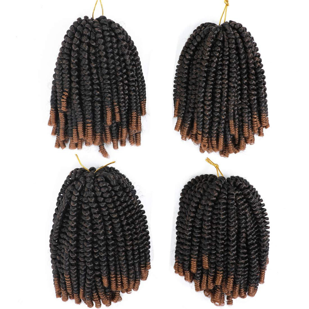 Spring Twist Braiding Hair 8 Inch Ombre T1b30 Crochet Hair Extensions 4 Bundles Lightweight