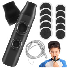 Metal Kazoo Double Hole Tone Control for Adults and Students, Black with Replaceable Membranes