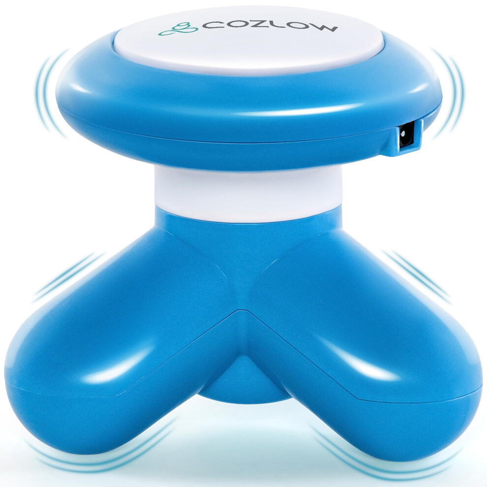 Blue Mini Handheld Massager With Deep Muscle Vibration, Dual Power Modes And Multiple Massage Heads Â