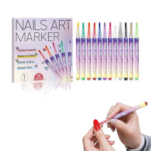 12 Colors Nail Art Polish Pens Set with Gradient Blending and LongLasting Gloss Finish