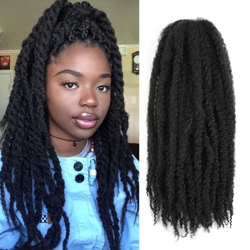 Braiding Hair 18 Inch 3 Packs 1b# Afro Kinky Twist for Crochet Braids Natural Texture