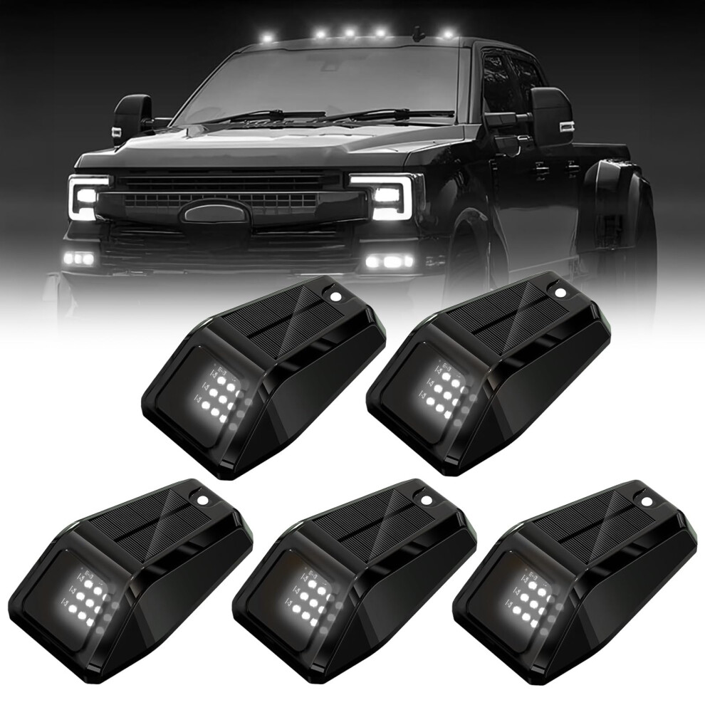 Solar Truck Cab Lights Wireless Led Roof Lighting Ip67 Waterproof Nodrill 5Pcs White 9455672725309