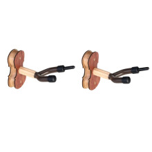 2pcs Wooden Ukulele Wall Mount Hangers Violin Style Holder with Secure Neck Support and Soft Padding