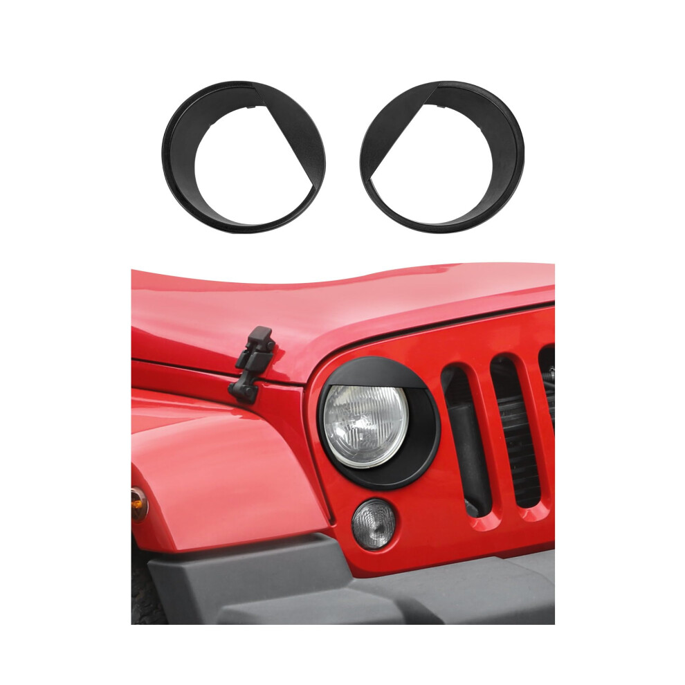 Angry Eyes Headlight Trim Cover For 20072017 Jeep Wrangler Jk, Abs Front Frame Bezels 9053599060345
