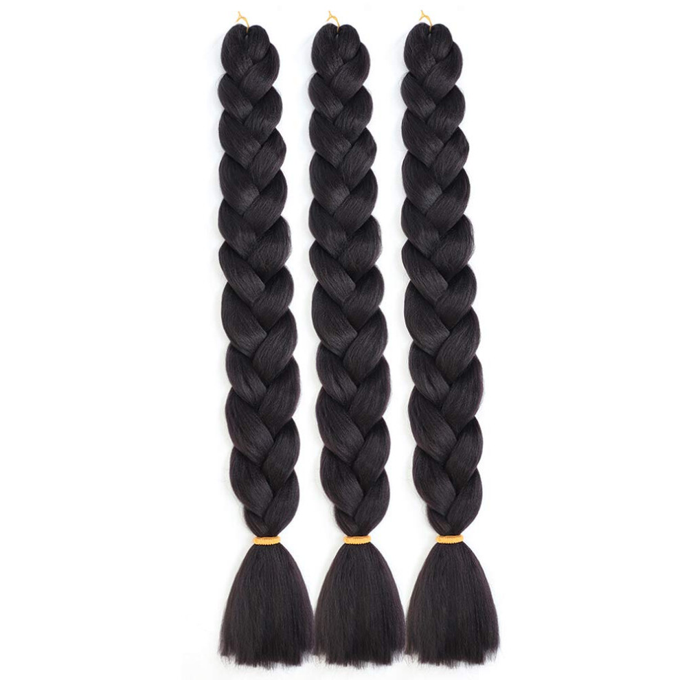84 Inch 1B Black Synthetic Braiding Hair, Jumbo Volume, Heat Resistant, 3 Packs for Crochet & Braids
