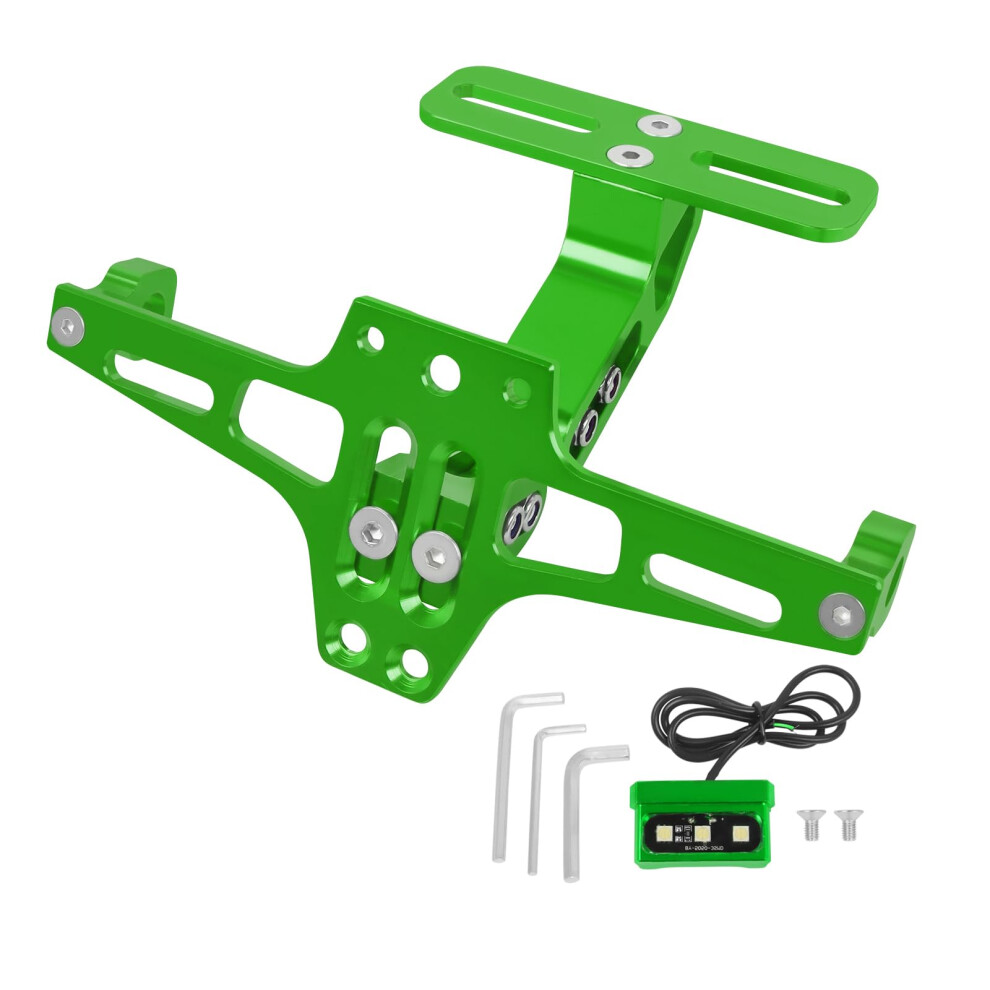 Motorcycle Fender Eliminator Kit Cnc Aluminum Universal License Plate Holder With Green/Light 9455672725750