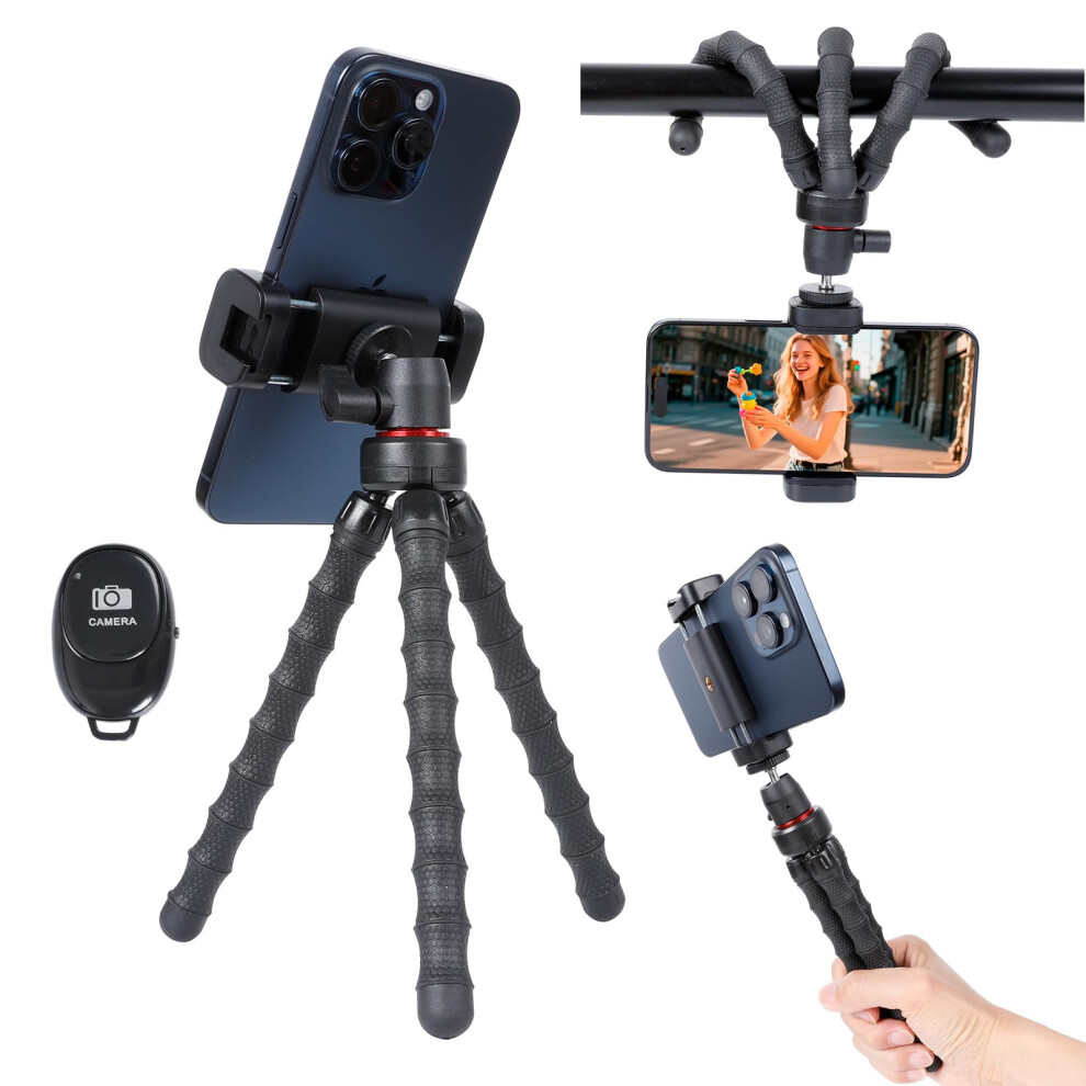 Phone Tripod With 360 Rotation, Flexible Legs And Wireless Remote For Iphone And Samsung 9070919895333