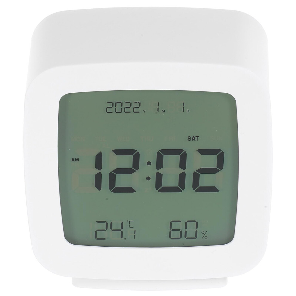 Digital Alarm Clock With Large Led Display, Temperature And Humidity For Bedroom Or Desk, White