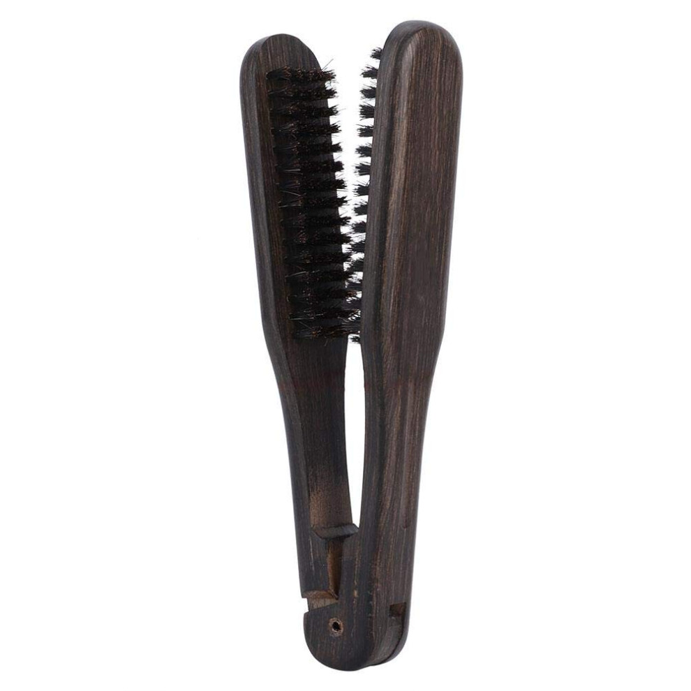 Wooden DoubleSided Hair Straightening Brush AntiStatic V Shape Comb for Salon and Home Use