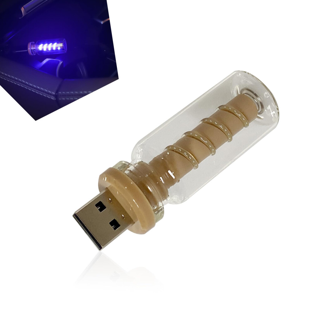 Car Interior Led Usb Ambient Lamp With Touch Dimmable Retro Glass Bottle Design Light/Blue 9113335681309