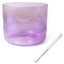 432Hz Frosted Purple Crystal Singing Bowl for Meditation and Chakra Healing with Striker and ORing 6' E