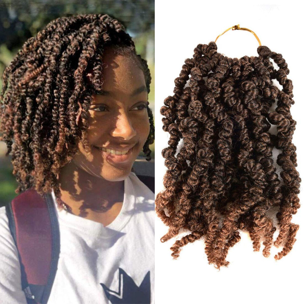 Unisex Pretwisted Crochet Braids Hair Extensions Short Curly Ombre Senegalese Twist 10 Inch 5 Packs